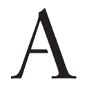 A large, bold, black capital letter A is centred on a light grey background, creating a striking focal point that would complement any modern Poole interior design.